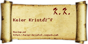 Keler Kristóf névjegykártya